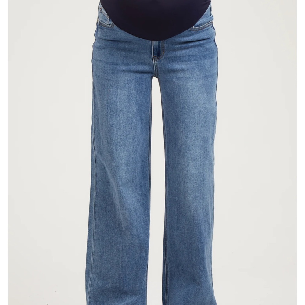 Pinkblush Blue Wide Leg Maternity Jeans - Picture 5 of 7